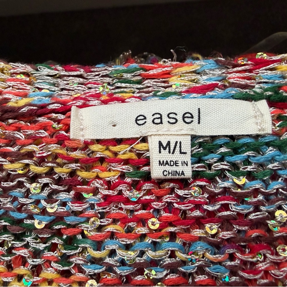 Easel Colorful Fringe Open-Front Cardigan - Picture 5 of 6